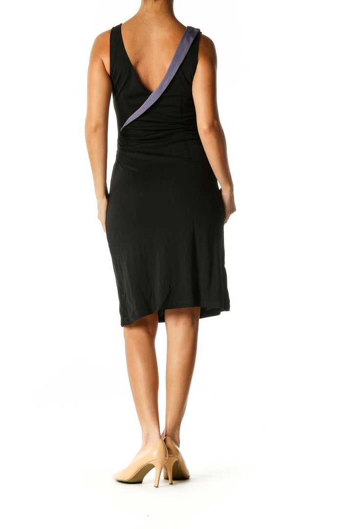 Black Solid Day Sheath Dress