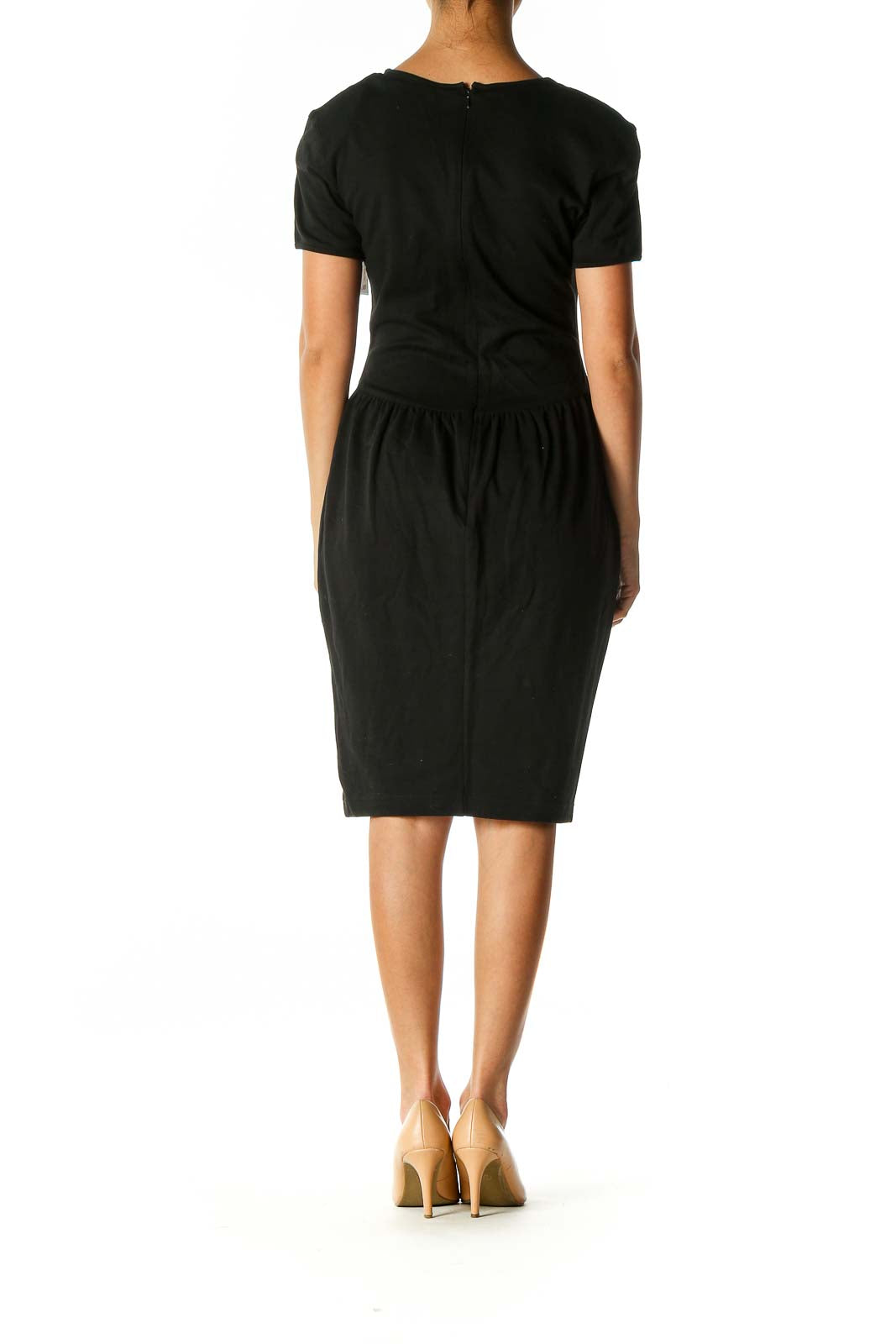 Black Solid Cocktail Sheath Dress