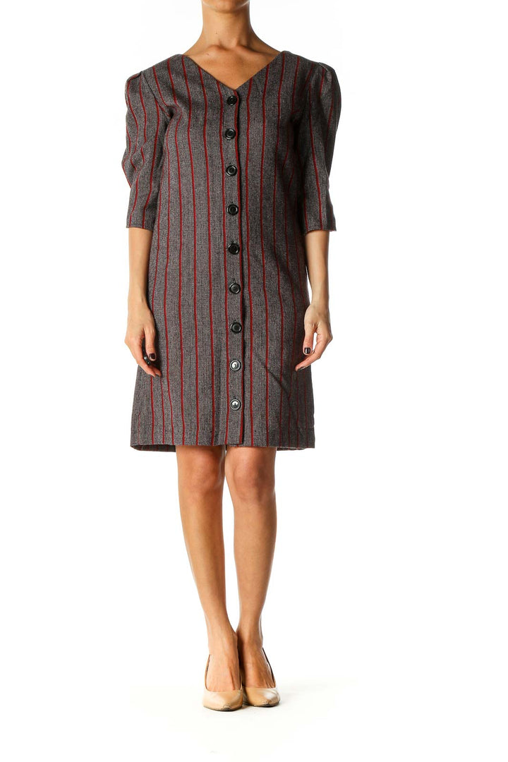 Red Striped Bohemian A-Line Dress