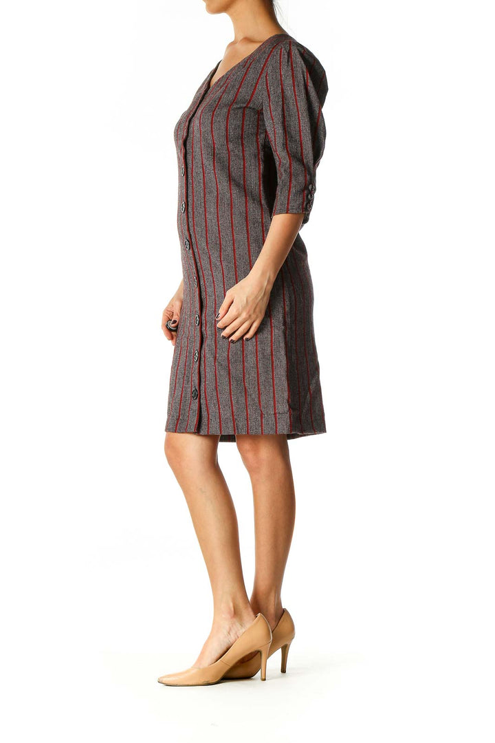 Red Striped Bohemian A-Line Dress