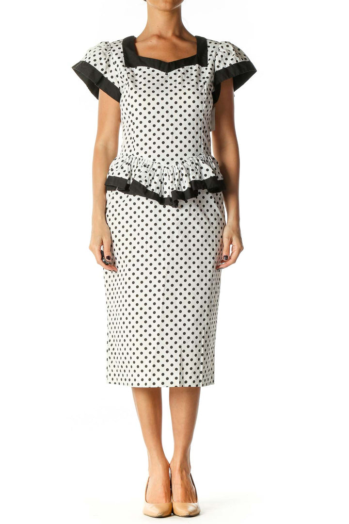 White Polka Dot Sheath Dress