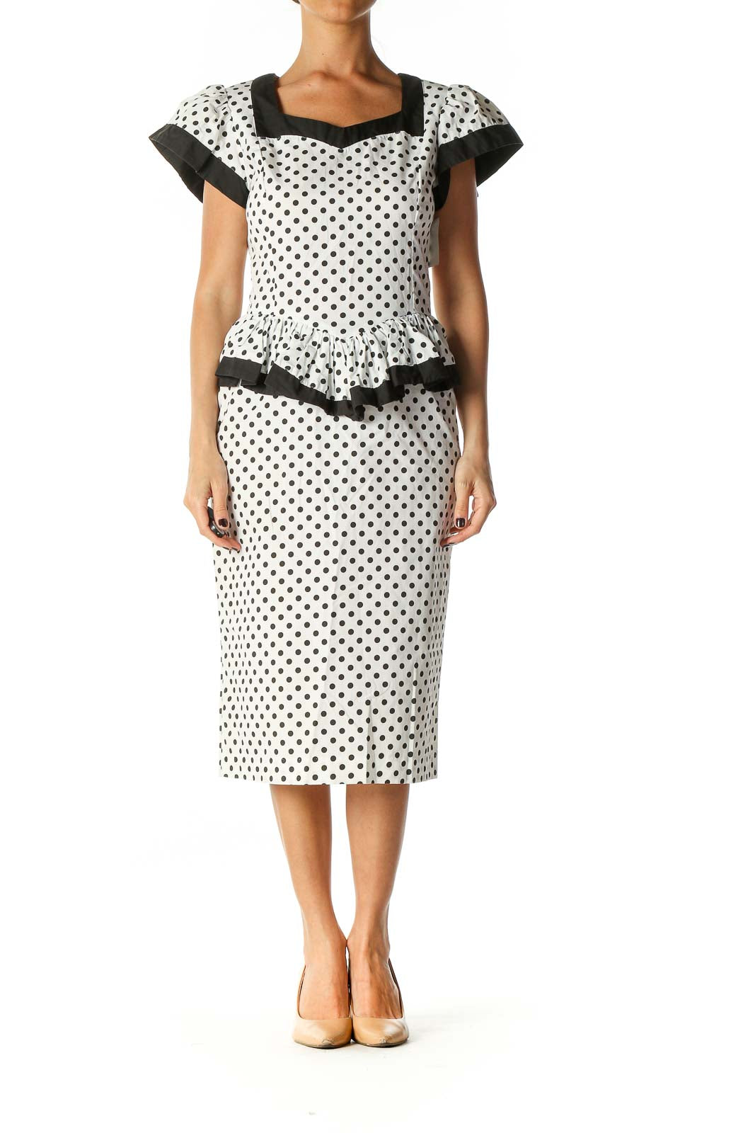 White Polka Dot Sheath Dress