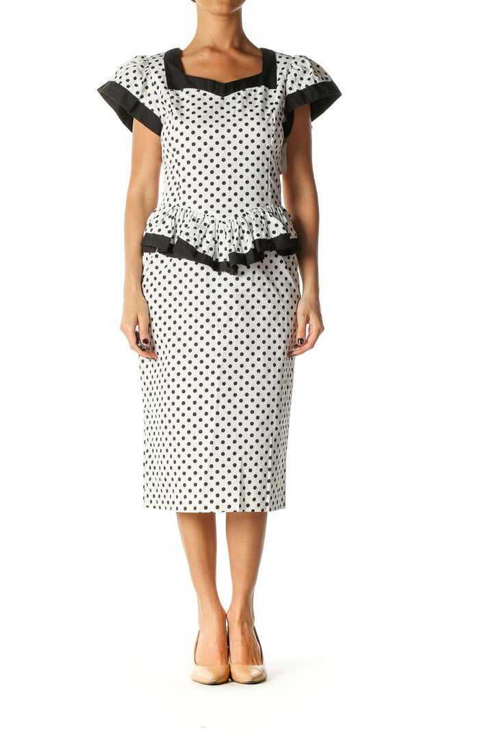 White Polka Dot Sheath Dress