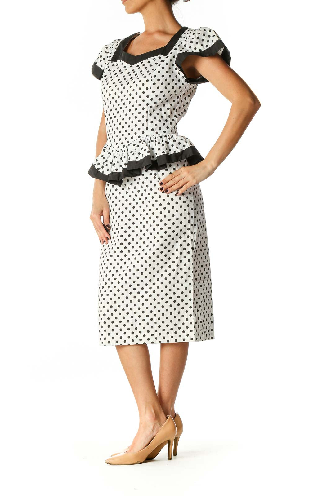 White Polka Dot Sheath Dress