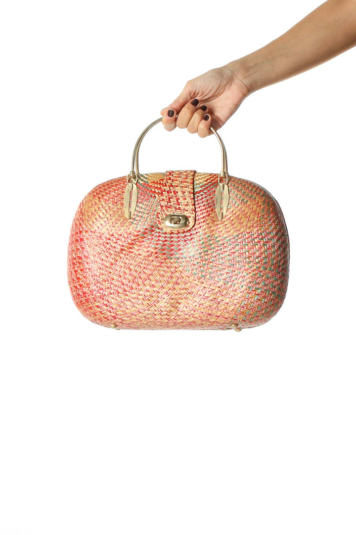 Multicolor Structured Woven Handbag