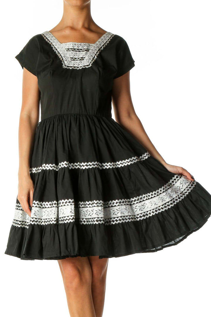 Black Solid Chic Fit & Flare Dress