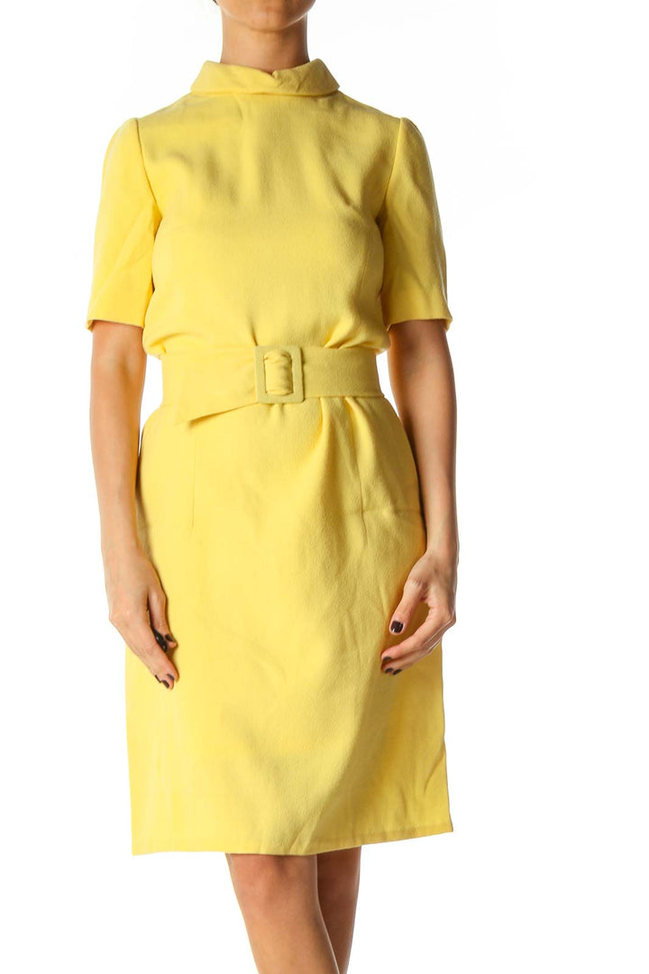 Yellow Solid Casual Shift Dress