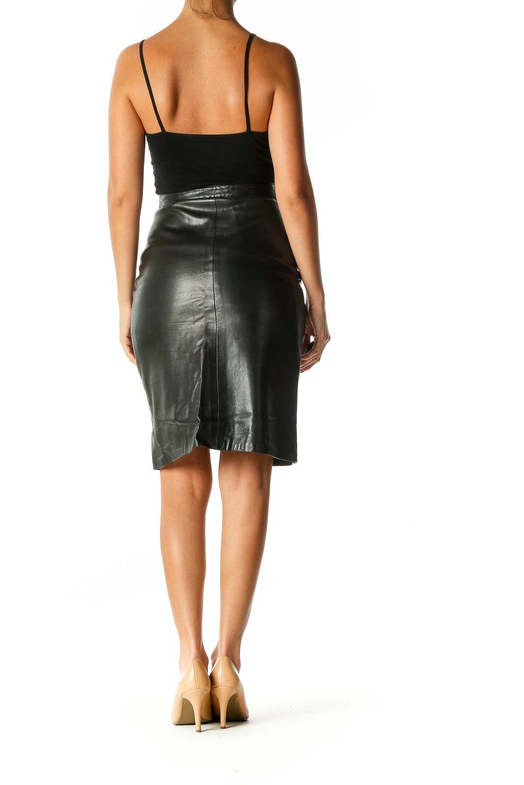 Black Solid Party Pencil Skirt