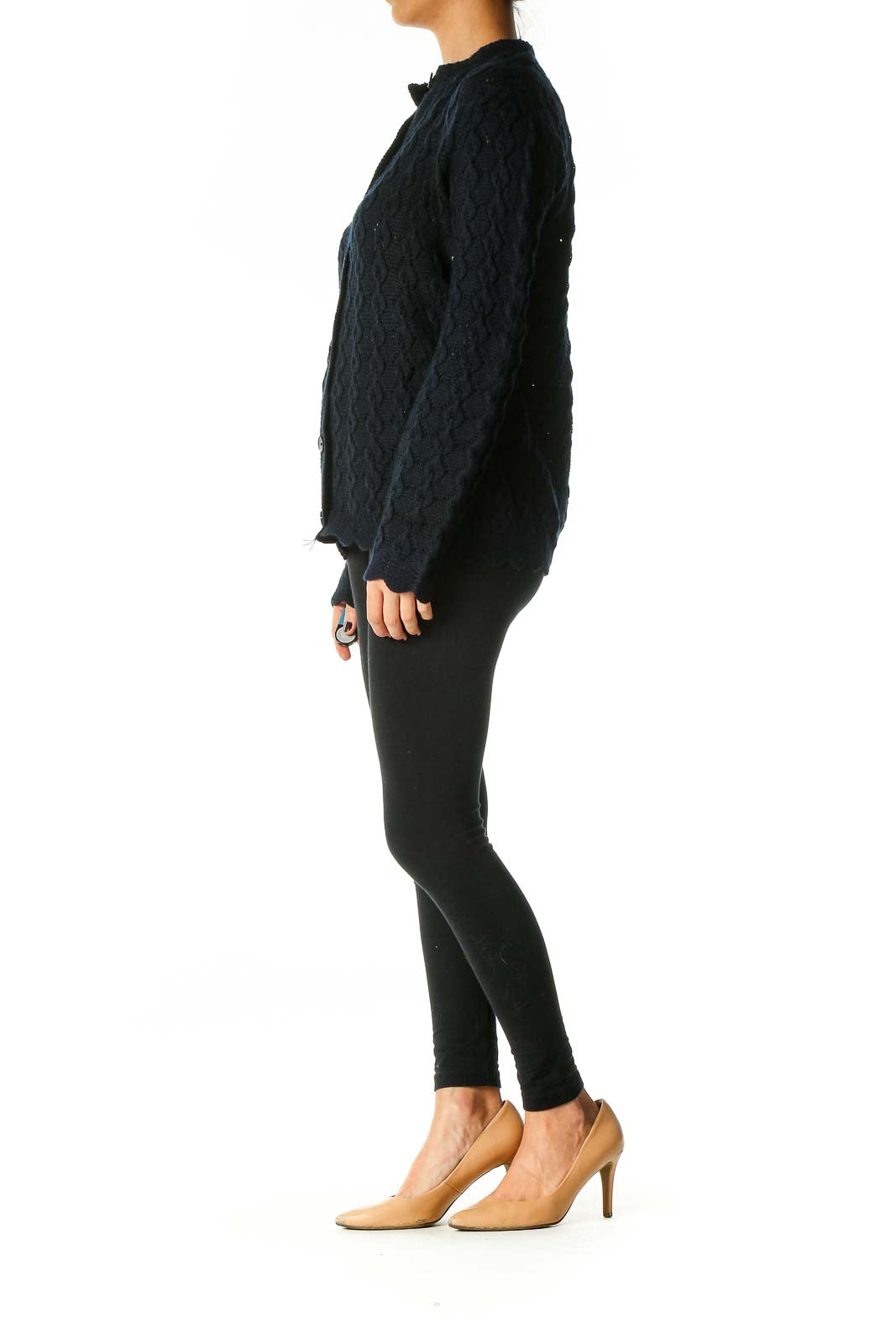 Blue Textured Cardigan