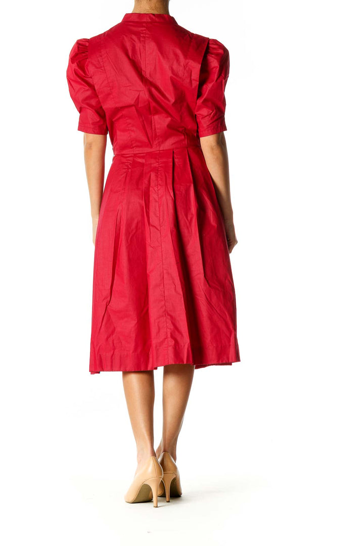 Red Solid Retro Fit & Flare Dress