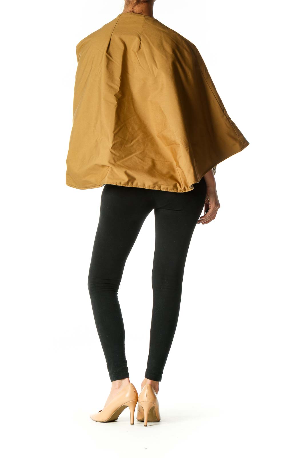 Brown Solid Short Poncho