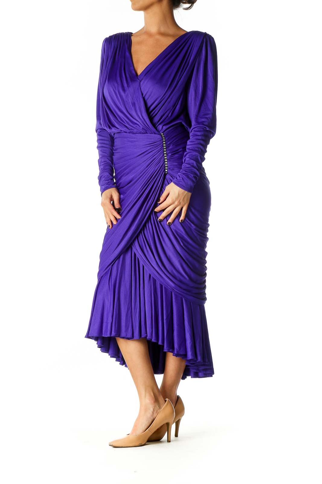 Purple Solid Column Dress