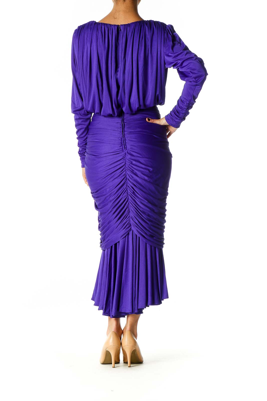 Purple Solid Column Dress