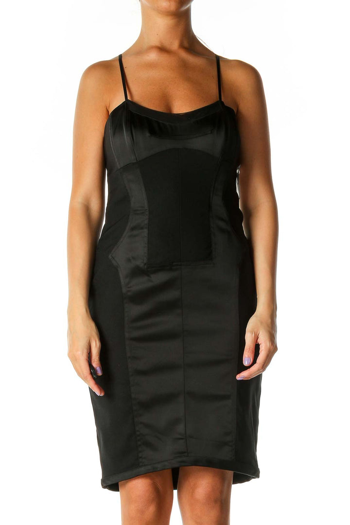 Black Solid Chic Sheath Dress