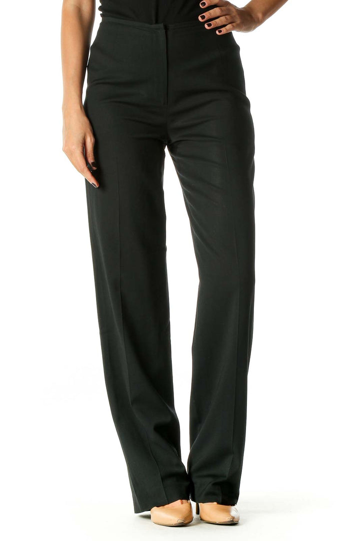 Black Solid Classic Trousers