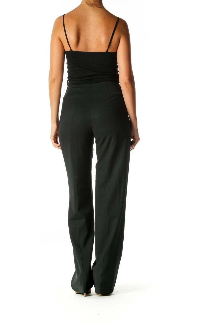 Black Solid Classic Trousers