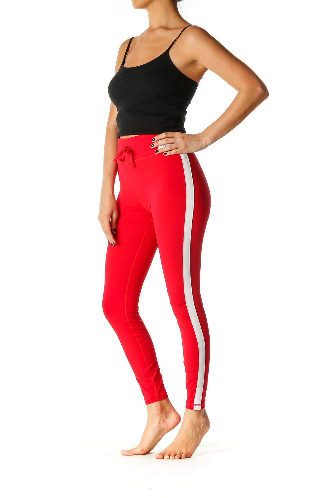 Red Solid Casual Leggings