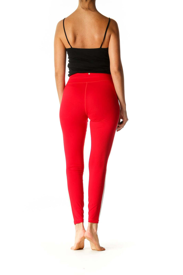 Red Solid Casual Leggings