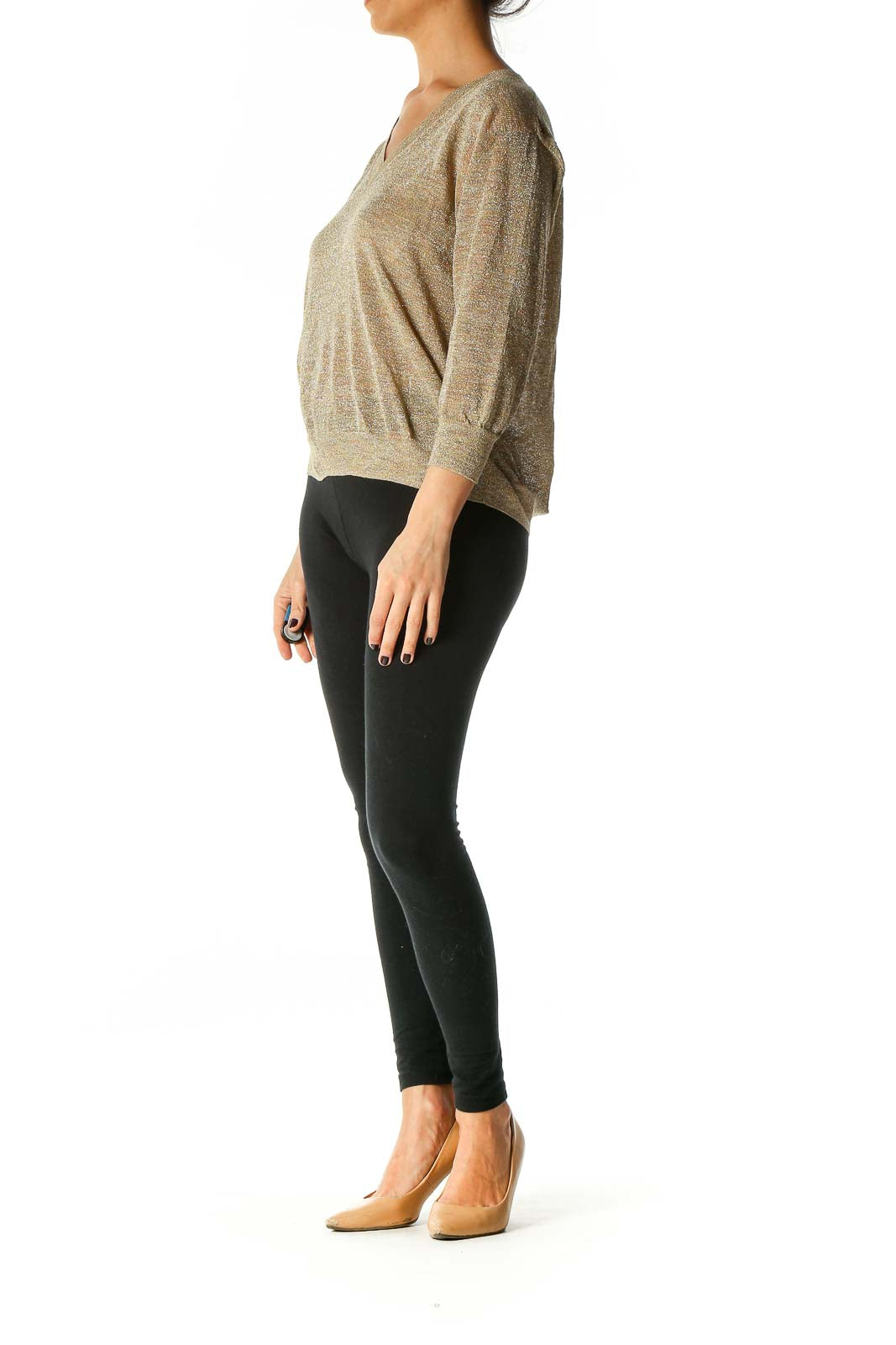 Brown Textured Casual Sweater