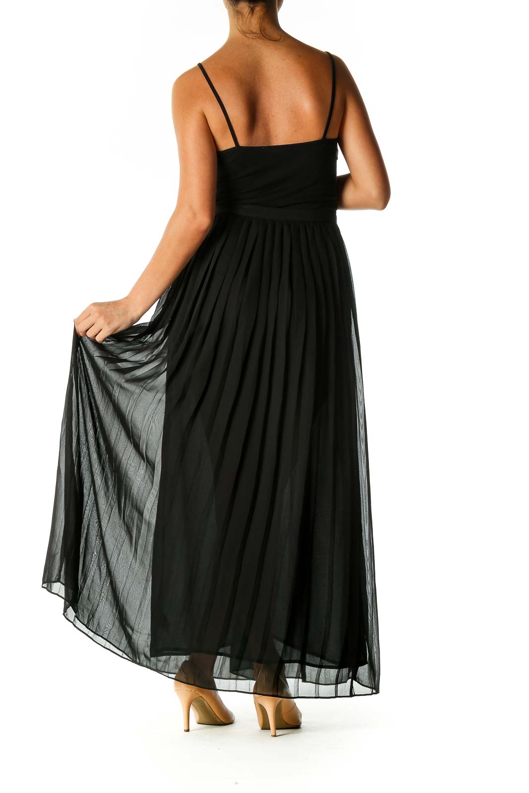 Black Solid Retro Flared Skirt