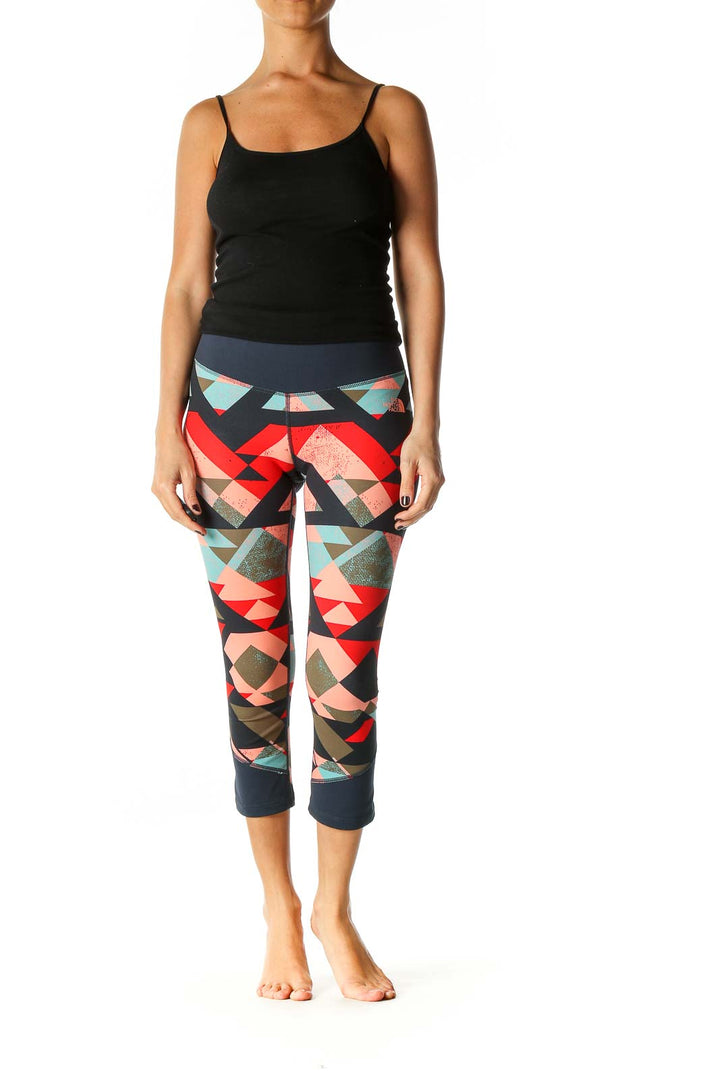 Red Graphic Print Activewear Capri Leggings