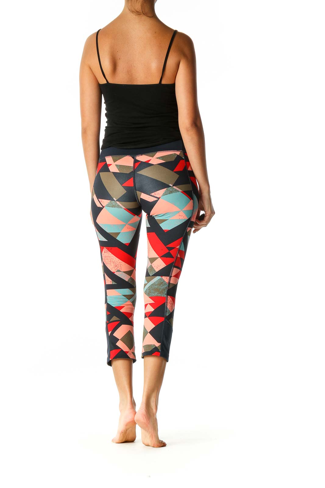 Red Graphic Print Activewear Capri Leggings