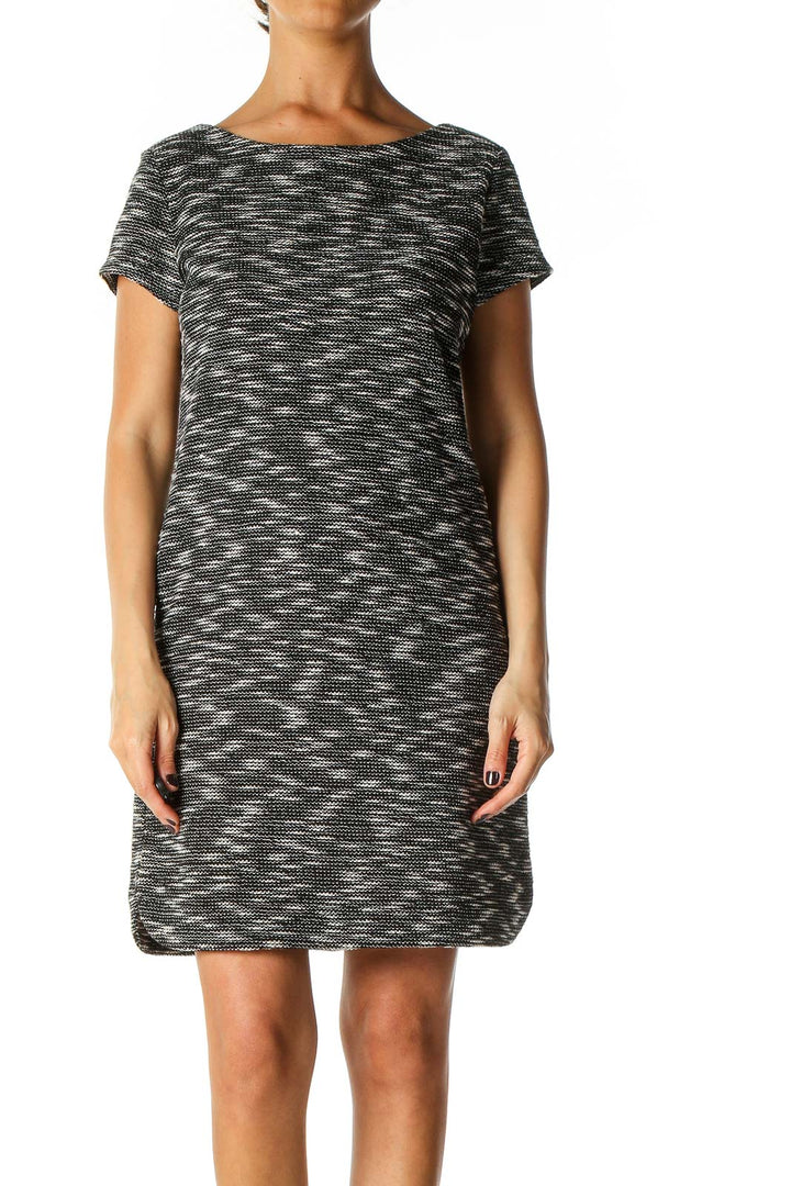 Black Textured Casual Shift Dress