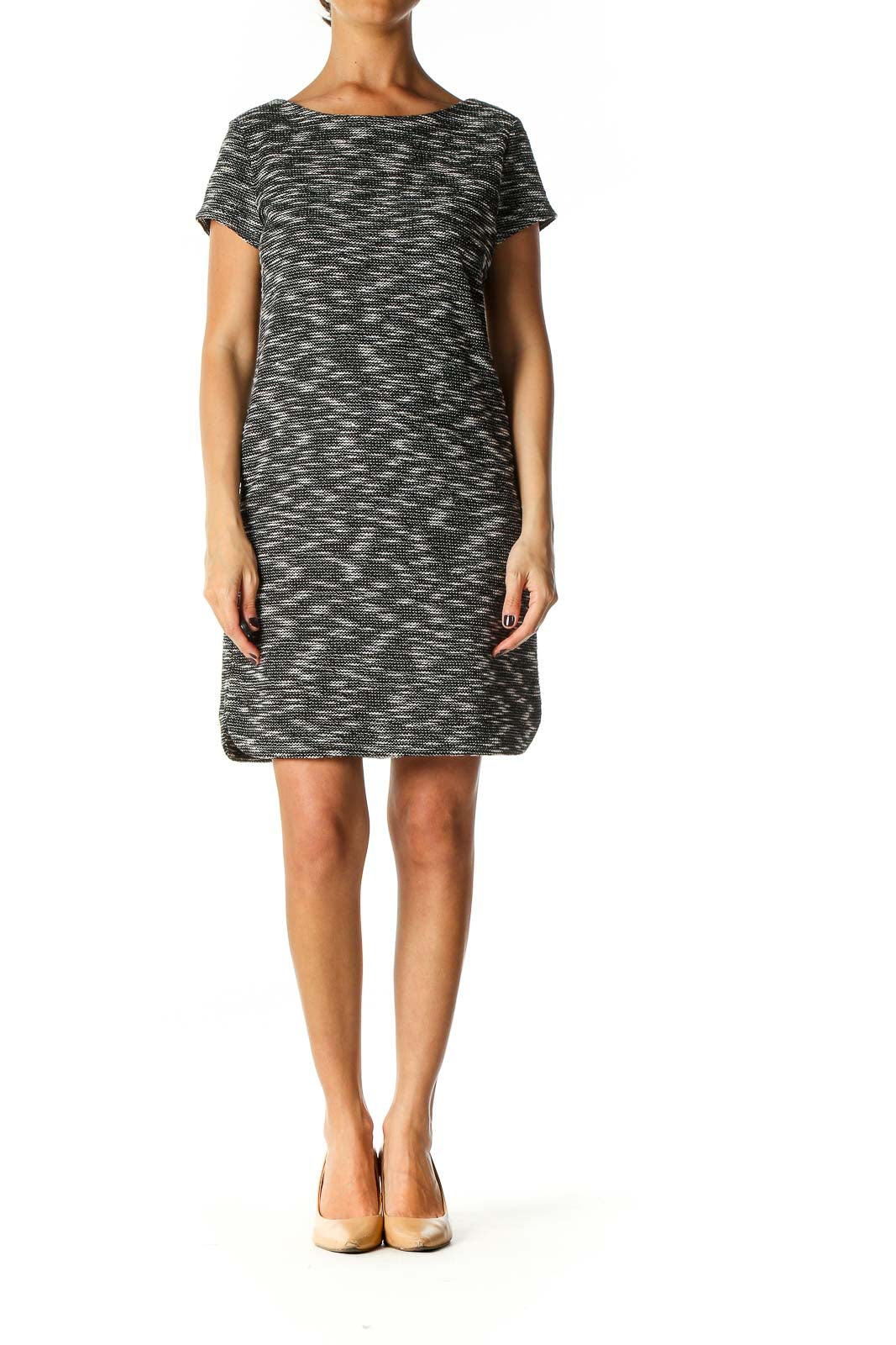 Black Textured Casual Shift Dress