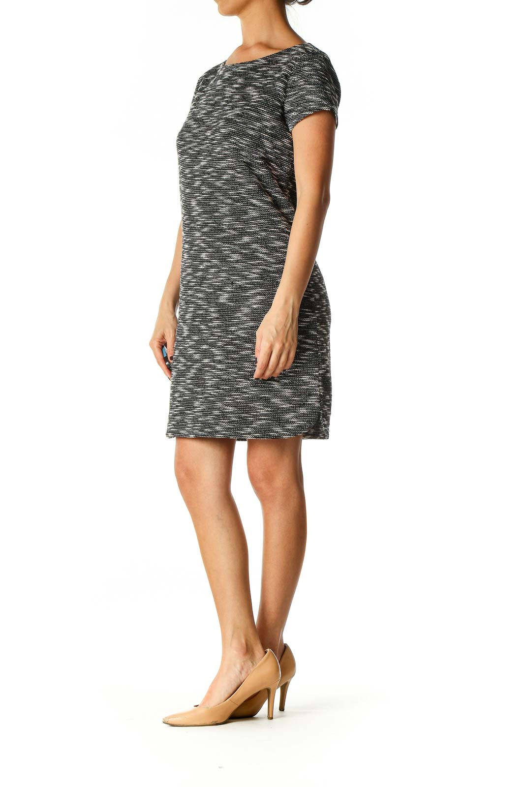 Black Textured Casual Shift Dress