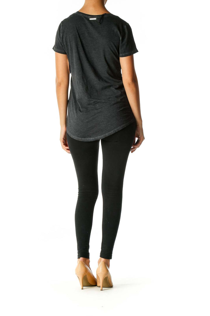 Black Solid Casual T-Shirt