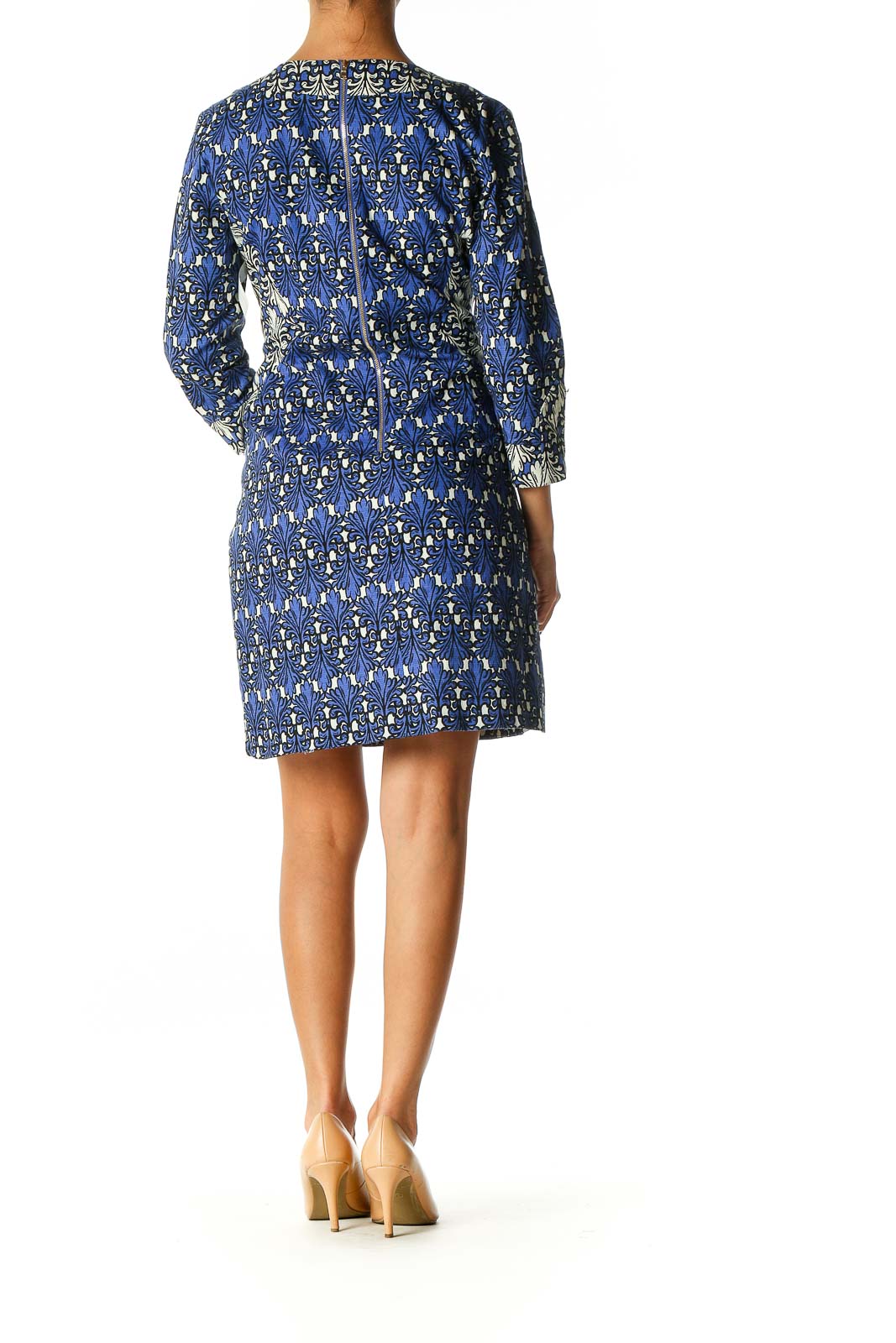 Blue Textured Bohemian Shift Dress