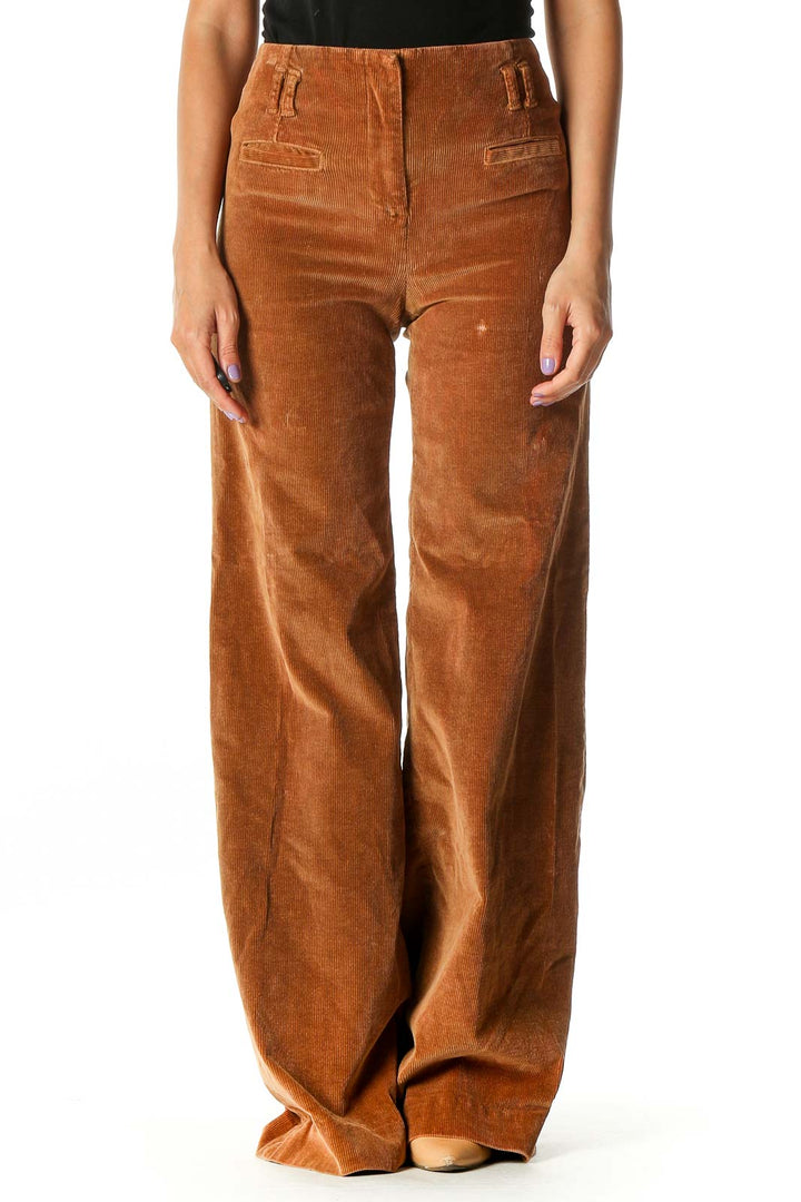 Brown Textured Casual Cargos Pants