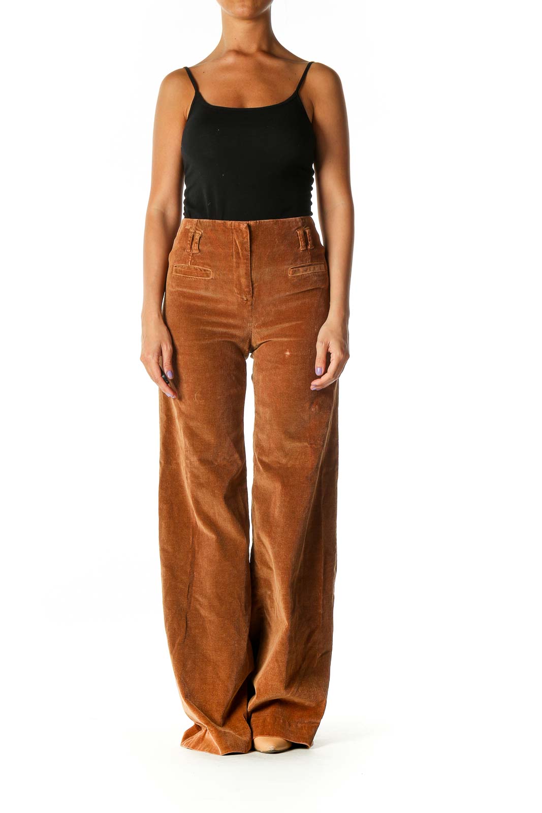 Brown Textured Casual Cargos Pants