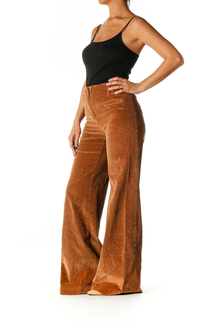 Brown Textured Casual Cargos Pants