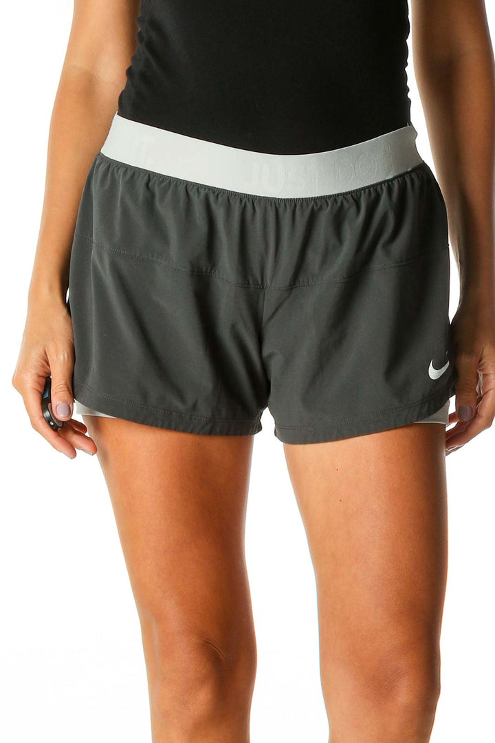 Gray Colorblock Activewear Shorts