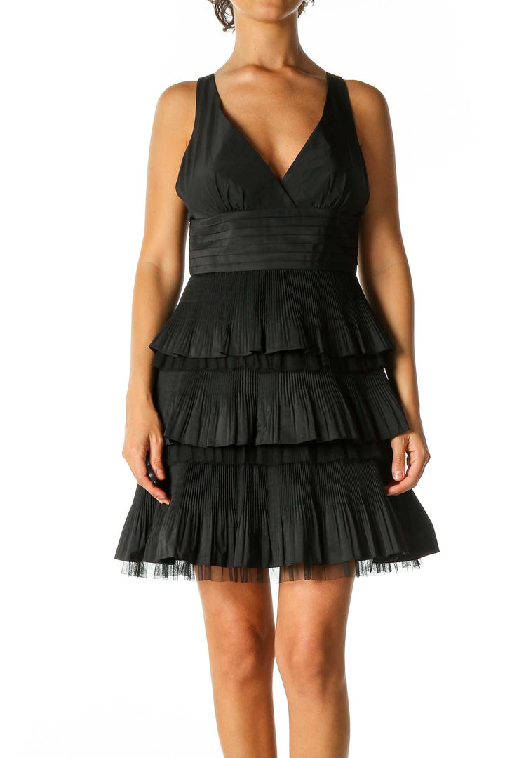 Black Solid Retro Fit & Flare Dress