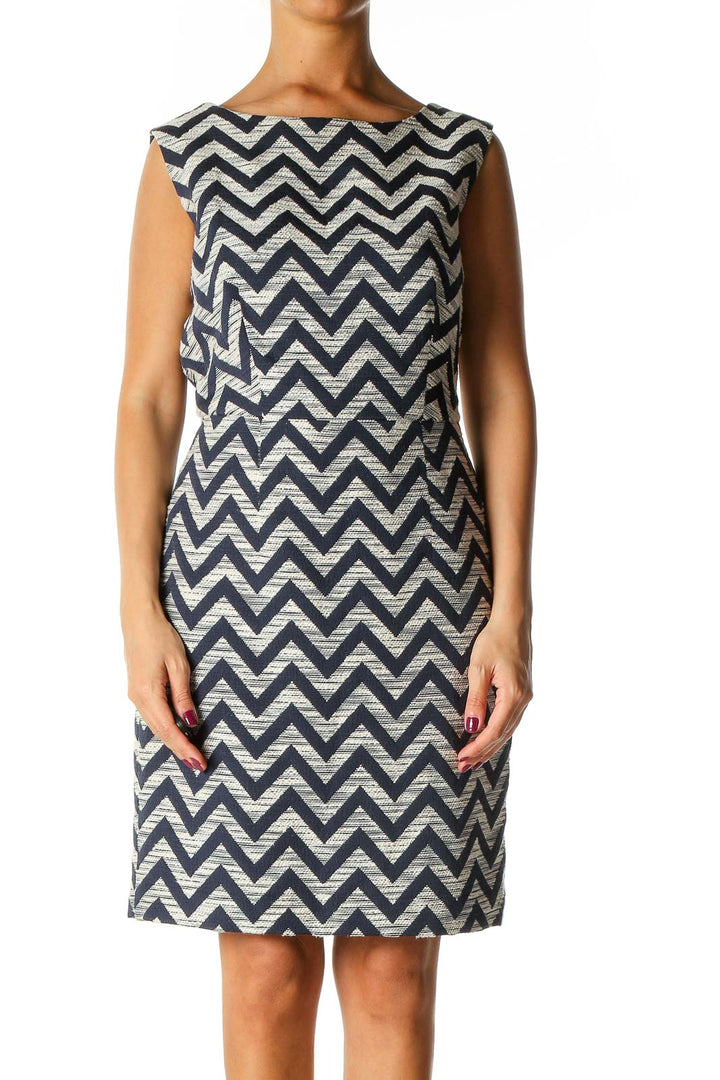 Gray All Day Wear Classic Chevron Dress