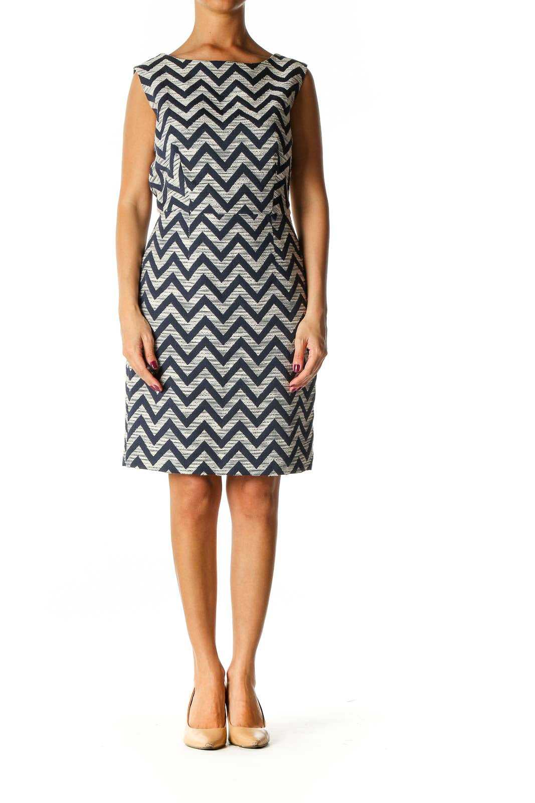 Gray All Day Wear Classic Chevron Dress