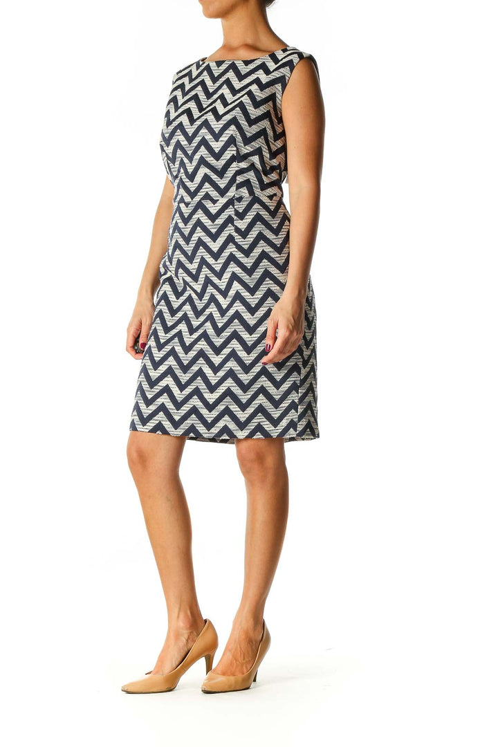 Gray All Day Wear Classic Chevron Dress