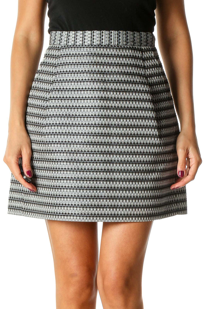 Gray Textured Chic Pleated Skirt