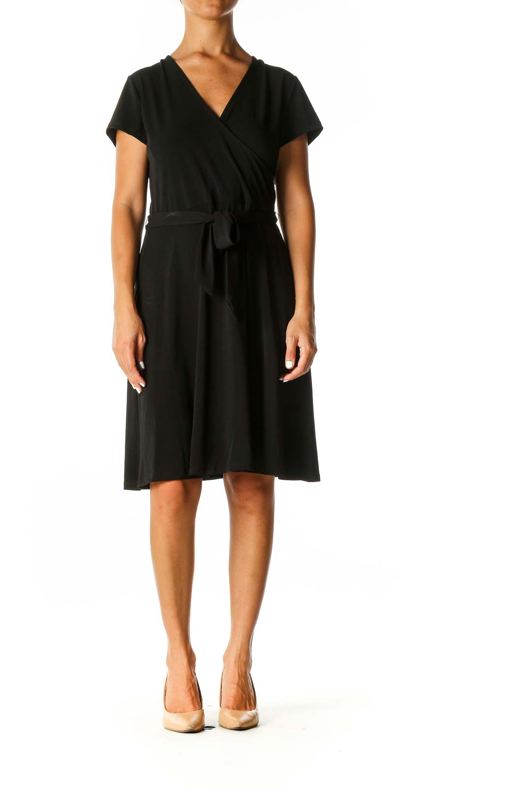 Black Solid Casual A-Line Dress