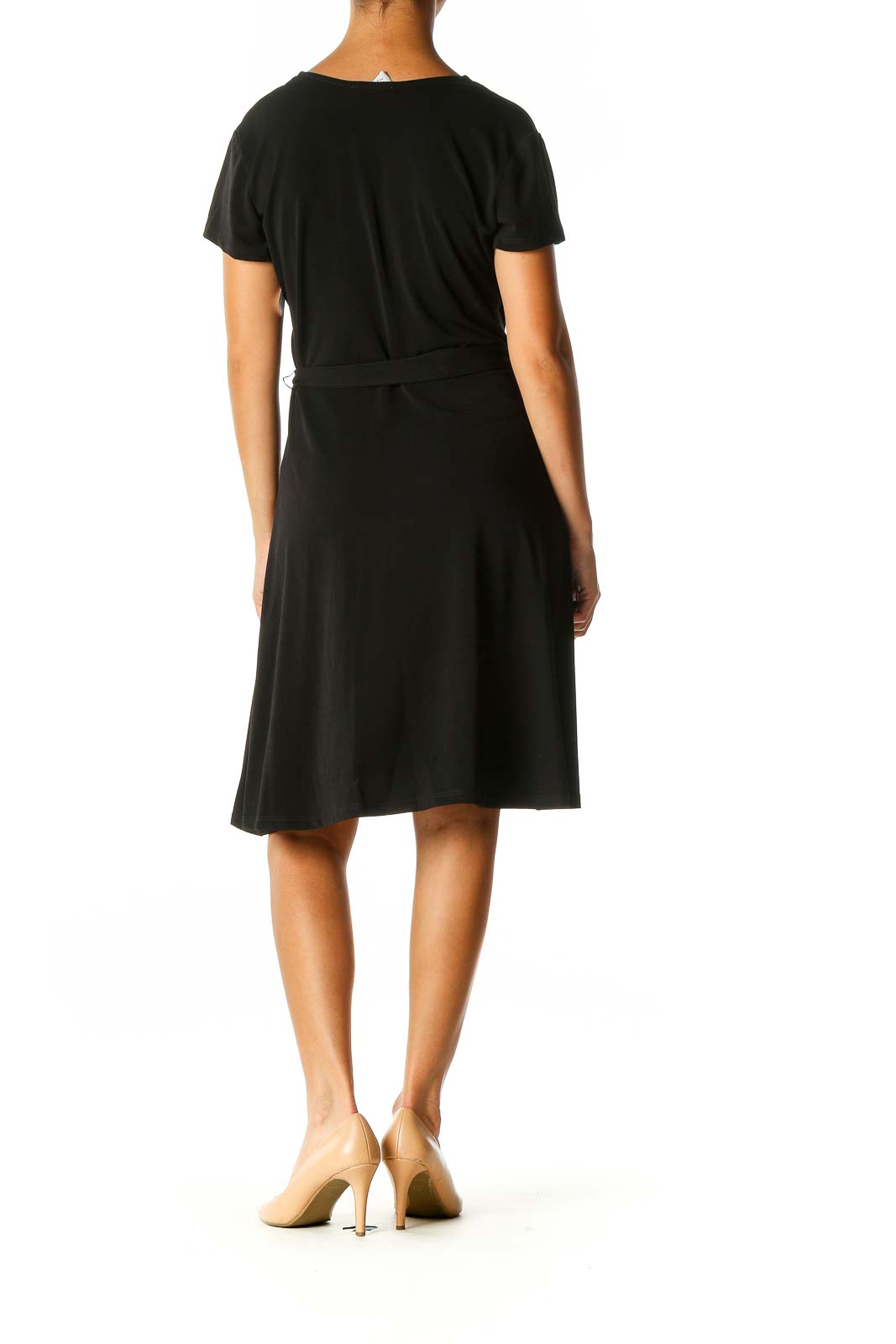 Black Solid Casual A-Line Dress