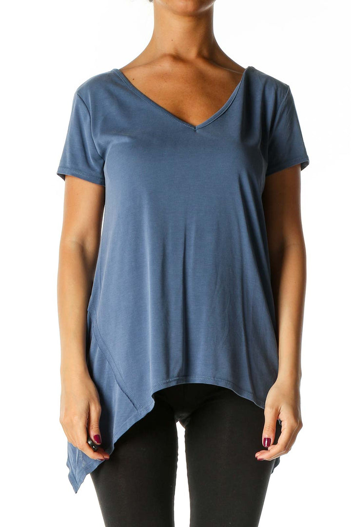 Blue Solid Casual T-Shirt