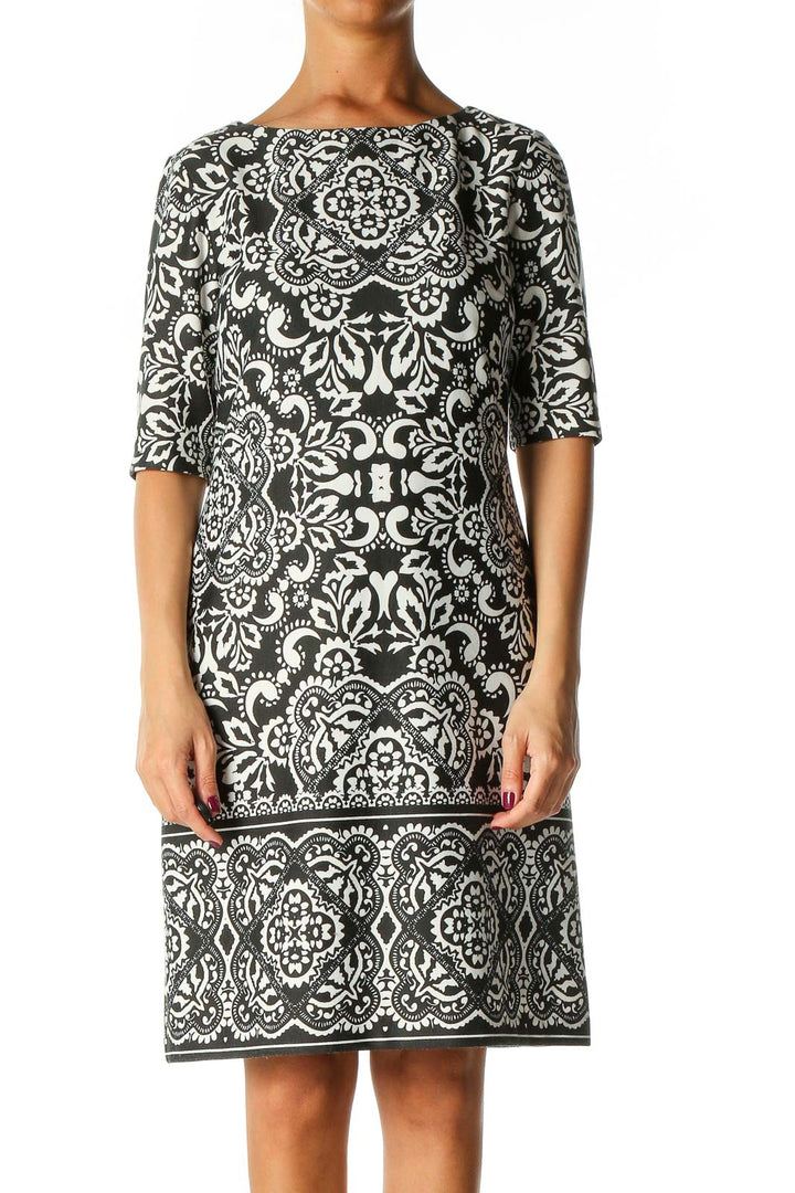 White Paisley Bohemian Shift Dress