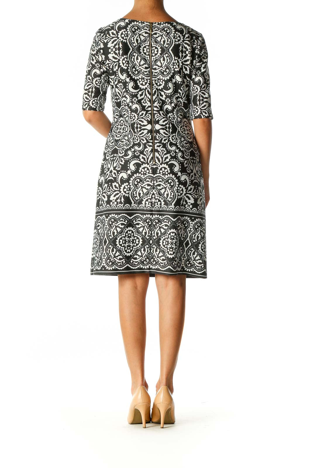 White Paisley Bohemian Shift Dress