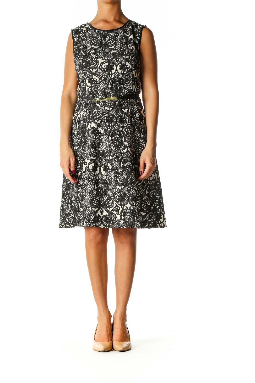 Black Textured Cocktail A-Line Dress