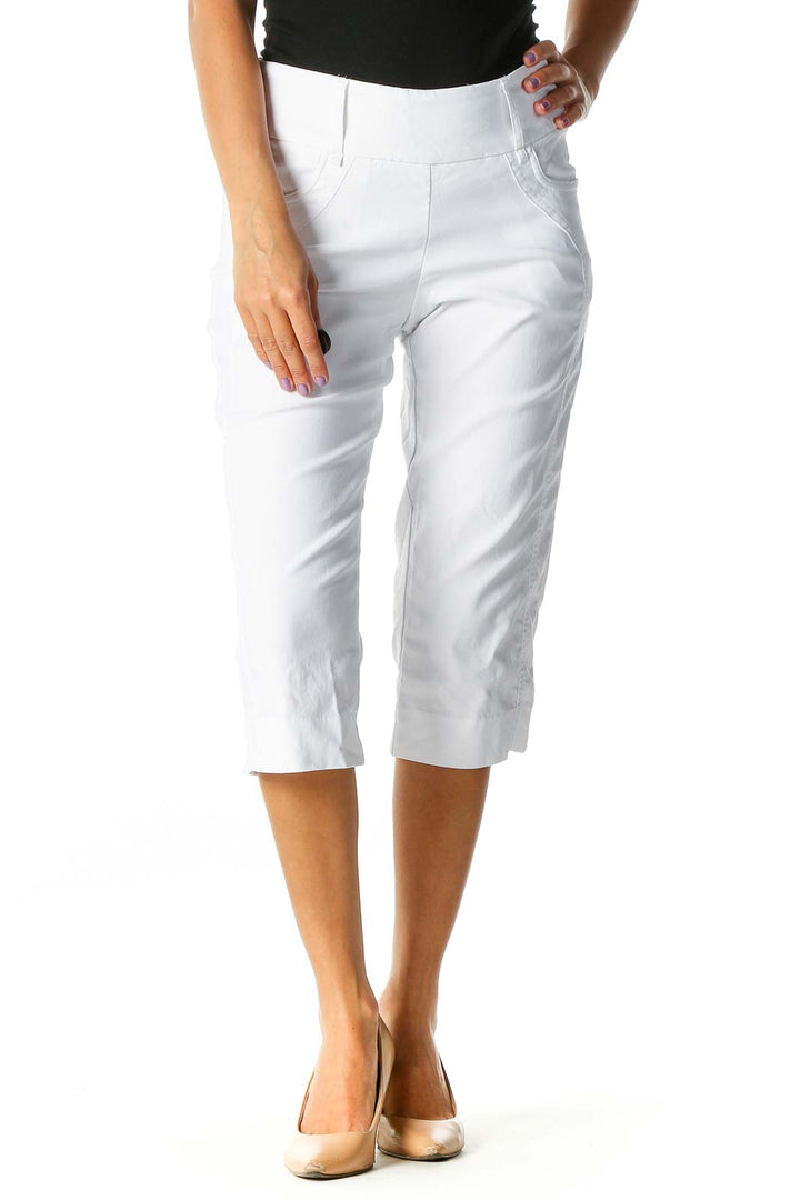 White Solid Brunch Trousers