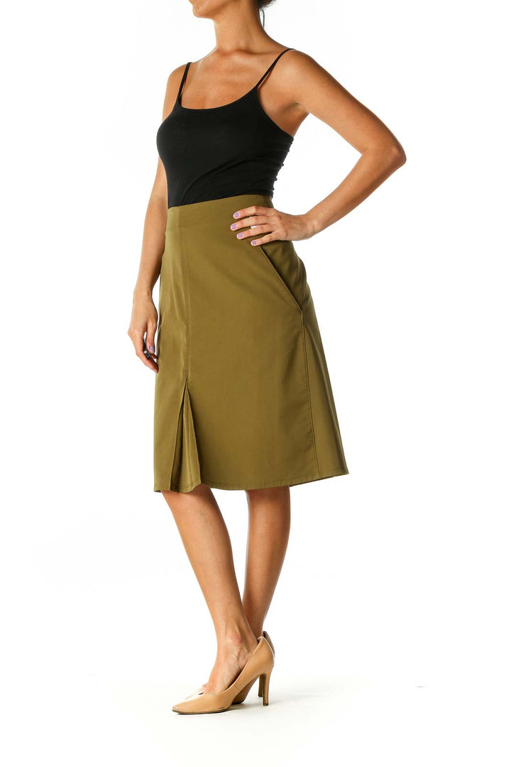 Brown Solid Brunch A-Line Skirt