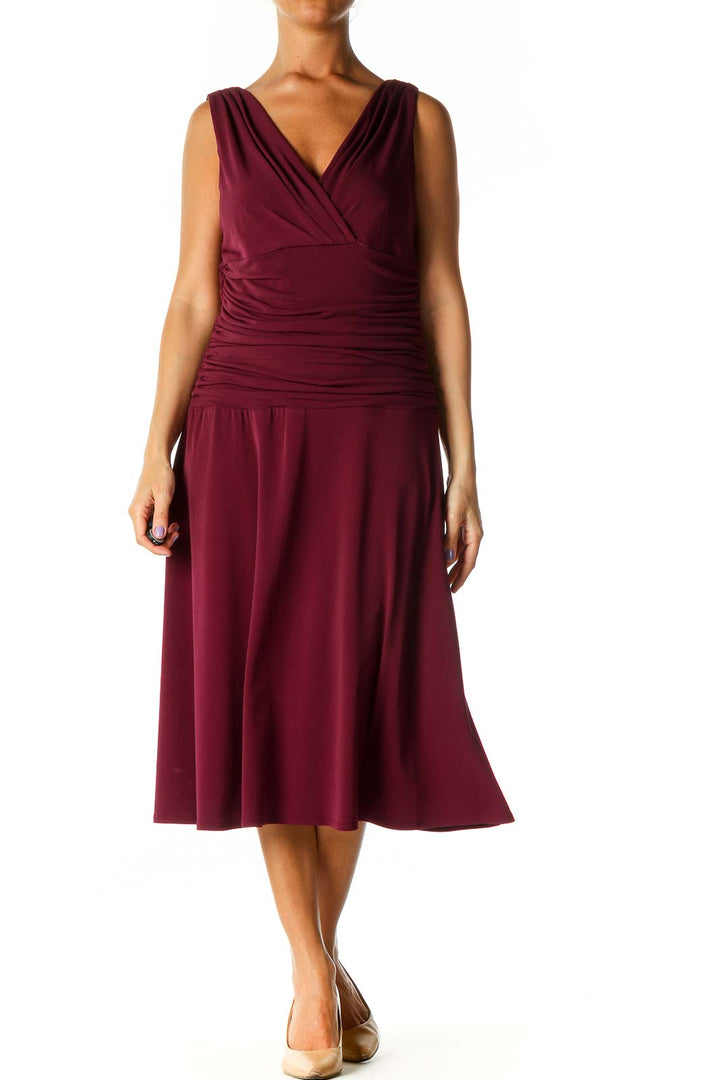 Purple Solid Casual A-Line Dress