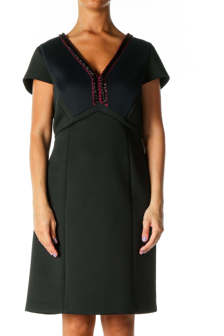 Black Textured Chic Shift Dress